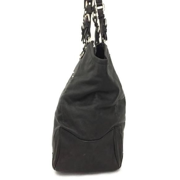 Prada Hand Bag, Black Leather Logo Shoulder Bag - Picture 7 of 9